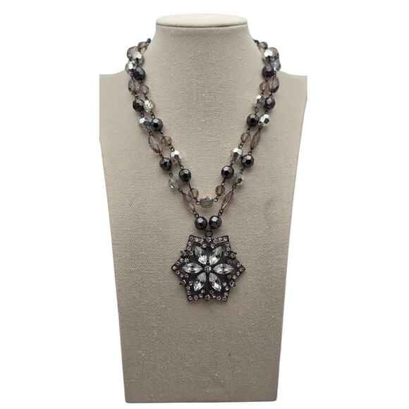 Art Deco Style Statement Necklace | Crystal Starburst Pendant - Picture 8 of 12